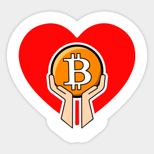 love holding bitcoin, new era digital decentralization money Sticker